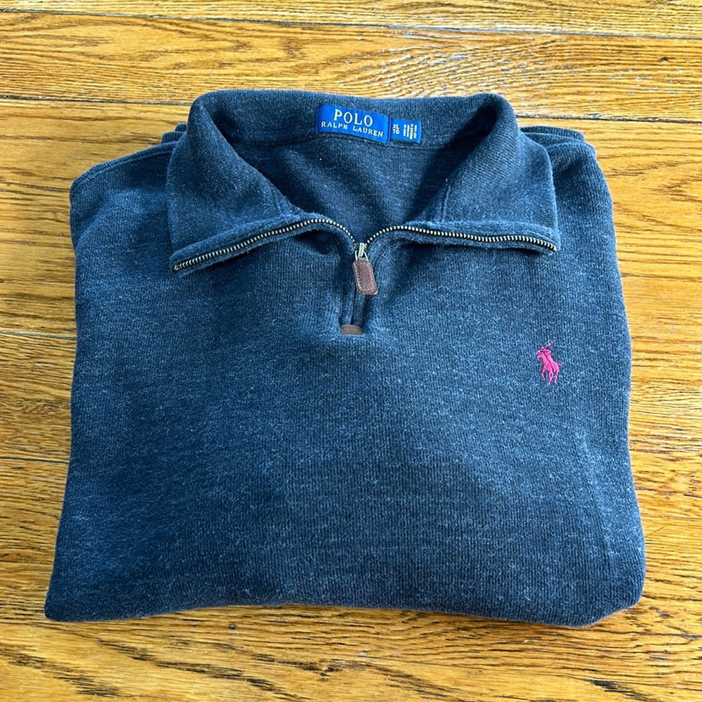 POLO Ralph Lauren cotton 1/4 zip pullover sweater. Men’s Size XL. Gray. - Picture 9 of 9